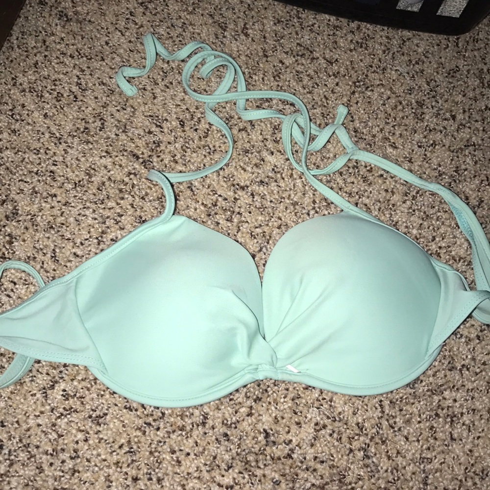 blue push-up swimsuit top